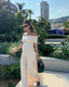 Kamara | Vestido Maxi Plisado de Maternidad con Hombros Descubiertos