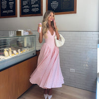 Romina | Vestido Midi de Estampado de Cuadros