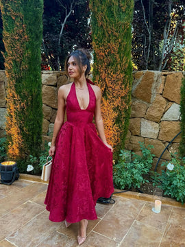 Esmeralda | Vestido Midi Sin Mangas con Cuello Halter