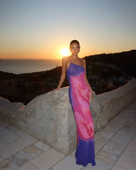 Eulalia | Vestido Maxi Impreso Sin Espalda Ajustado