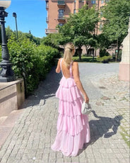 Amira | Vestido Maxi Sin Espalda con Volantes