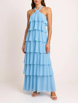 Amira | Vestido Maxi Sin Espalda con Volantes