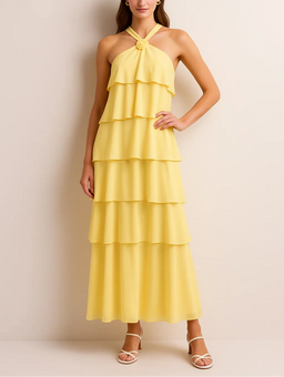 Amira | Vestido Maxi Sin Espalda con Volantes