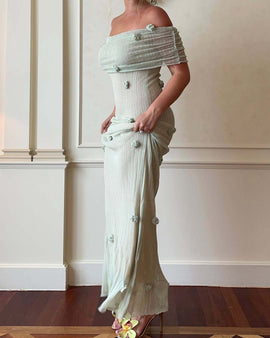 Luana | Vestido Maxi de Maternidad con Hombros Descubiertos