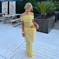 Maisy | Vestido Maxi de Malla con Hombro Descubierto