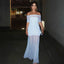 Michaela | Vestido Maxi de Malla Plisada Off-Shoulder para Maternidad