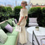 Michaela | Vestido Maxi de Malla Plisada Off-Shoulder para Maternidad