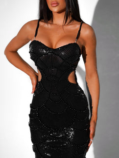 Stormi | Vestido Midi de Lentejuelas Perla