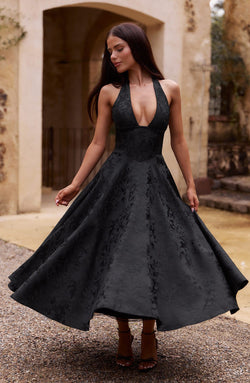 Esmeralda | Vestido Midi Sin Mangas con Cuello Halter