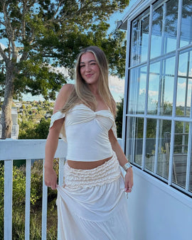 Paula | Conjunto Boho de Top Volante y Falda Maxi