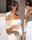 Michaela | Vestido Maxi de Malla Plisada Off-Shoulder para Maternidad