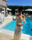 Michaela | Vestido Maxi de Malla Plisada Off-Shoulder para Maternidad