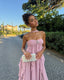 Collins | Vestido Largo Sin Tirantes con Volantes