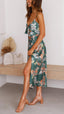 Myla | Vestido Midi de Satén con Flores y Corte Lateral