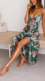 Myla | Vestido Midi de Satén con Flores y Corte Lateral