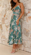 Myla | Vestido Midi de Satén con Flores y Corte Lateral