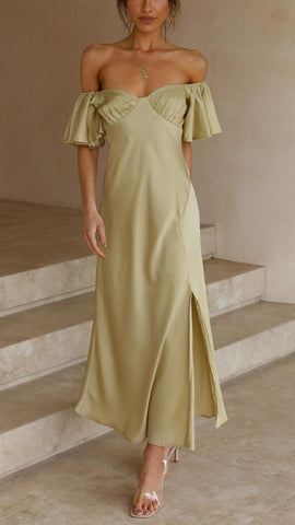 Nalani | Vestido Maxi Off-Shoulder con Mangas de Mariposa