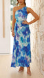 Madison | Vestido Maxi Asimétrico con Pliegues Florales