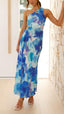 Madison | Vestido Maxi Asimétrico con Pliegues Florales