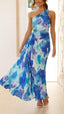 Madison | Vestido Maxi Asimétrico con Pliegues Florales