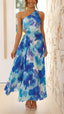 Madison | Vestido Maxi Asimétrico con Pliegues Florales
