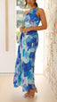 Madison | Vestido Maxi Asimétrico con Pliegues Florales