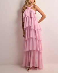 Amira | Vestido Maxi Sin Espalda con Volantes