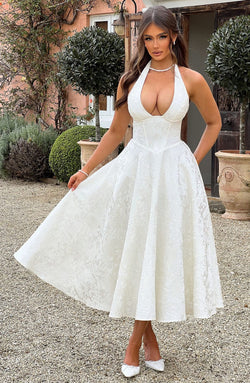 Esmeralda | Vestido Midi Sin Mangas con Cuello Halter