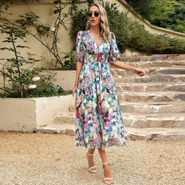 Gabriella | Vestido Impreso con Escote en V