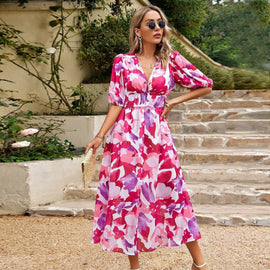 Gabriella | Vestido Impreso con Escote en V