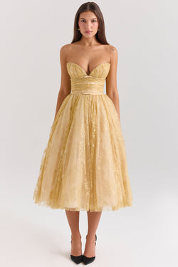 Millie | Vestido Corpiño Dorado