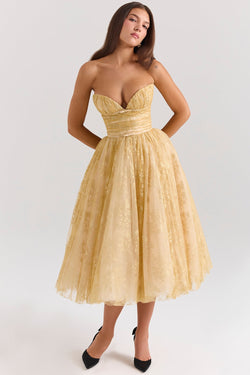 Millie | Vestido Corpiño Dorado