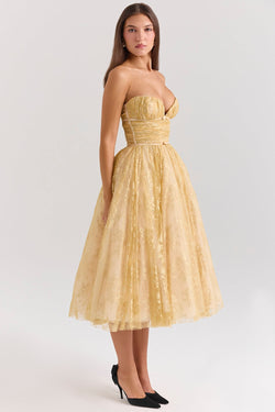 Millie | Vestido Corpiño Dorado